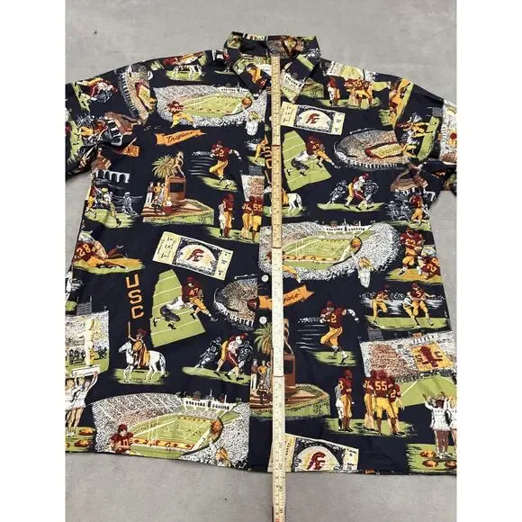 USC Trojans Shirt Mens Large Black NCAA Football Hawaiian Aloha USA Cotton